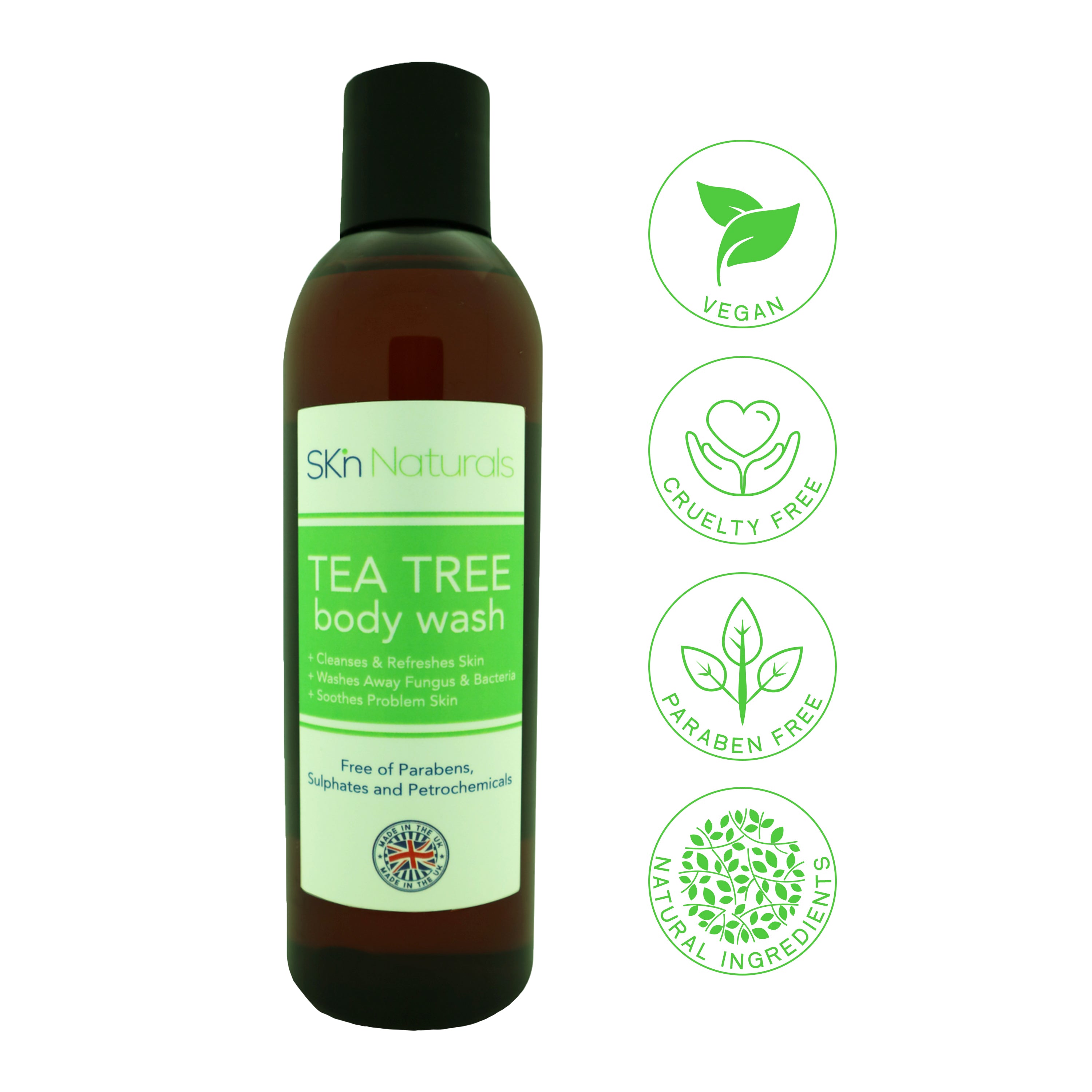 Antifungal Body Wash with Tea Tree Oil - 100% Natural Shower Gel, Body Wash, Soap - Kills Bacteria - Relieves Acne, Odour, Ringworm, Jock Itch, Nail Fungus & Athlete's Foot, - Soothes Dry & Itchy Skin