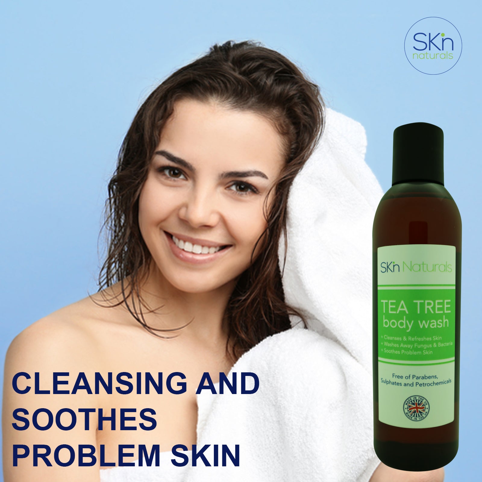 Antifungal Soap with Tea Tree Oil - 100% Natural Shower Gel & Body Wash - Kills Bacteria - Relieves Acne, Odour, Ringworm, Jock Itch, Nail Fungus & Athlete's Foot, - Soothes Dry & Itchy Skin